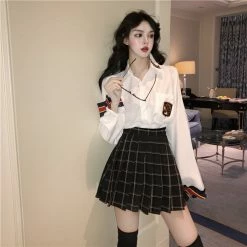 Unzzy HOT SALE Shirt + Skirt Two-piece Suit KF90358