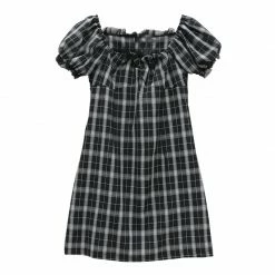 Unzzy Black Plaid Dress KF81490
