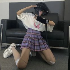 Unzzy Plaid Pleated Skirt KF81658