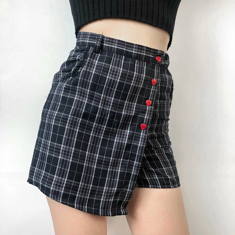 Unzzy Love Heart Plaid Skirt KF90359 6 Unzzy Love Heart Plaid Skirt KF90359