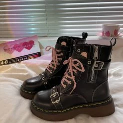 Unzzy Lolita Black Martin Boots KF82547