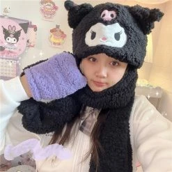 Unzzy Cute Cartoon Scarf Gloves KF82559