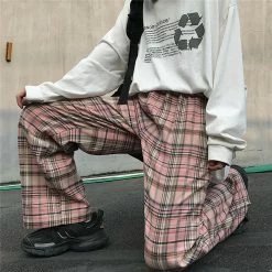 Unzzy Pink Plaid Pants KF9248 HOT SALE