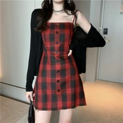 Unzzy Red Plaid Dress KF9449 HOT SALE 7 Unzzy Red Plaid Dress KF9449 HOT SALE