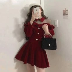 Unzzy Women's High Waist Solid Color Dress KF50521