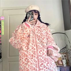 Unzzy Pink Lamb Wool Coat KF81616 HOT SALE