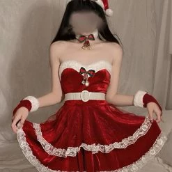 Unzzy Christmas Bow Dress (4-PIECE SET)Kf82473