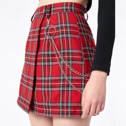Unzzy Red Plaid Skirt KF9384 7 Unzzy Red Plaid Skirt KF9384