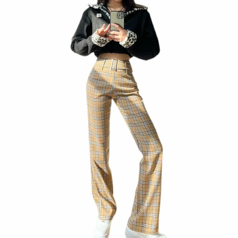 Unzzy Retro Plaid Trousers KF82128 5 Unzzy Retro Plaid Trousers KF82128