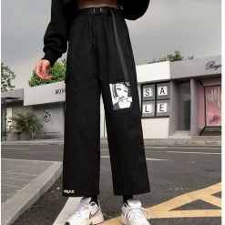 Unzzy Ulzzang Black Casual Pants KF81524 HOT SALE