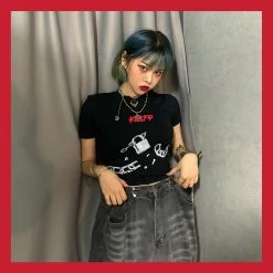 Unzzy HOT SALE Harajuku Black T-shirt KF9132 7 Unzzy HOT SALE Harajuku Black T-shirt KF9132