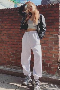 Unzzy HOT SALE White Gray Casual Pants KF81119