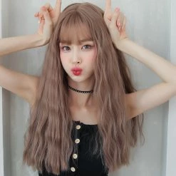 Unzzy Coral Pink Water Ripple Long Wig KF42134 HOT SALE 7 Unzzy Coral Pink Water Ripple Long Wig KF42134 HOT SALE