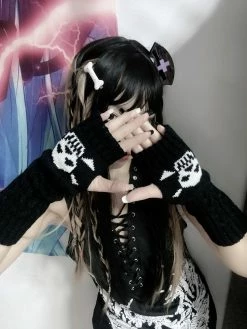 Unzzy Harajuku Dark Skull Gloves KF81818