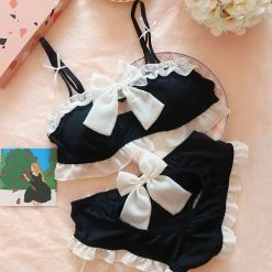 Unzzy HOT SALE Lolita Black Bra Set Suit KF825255