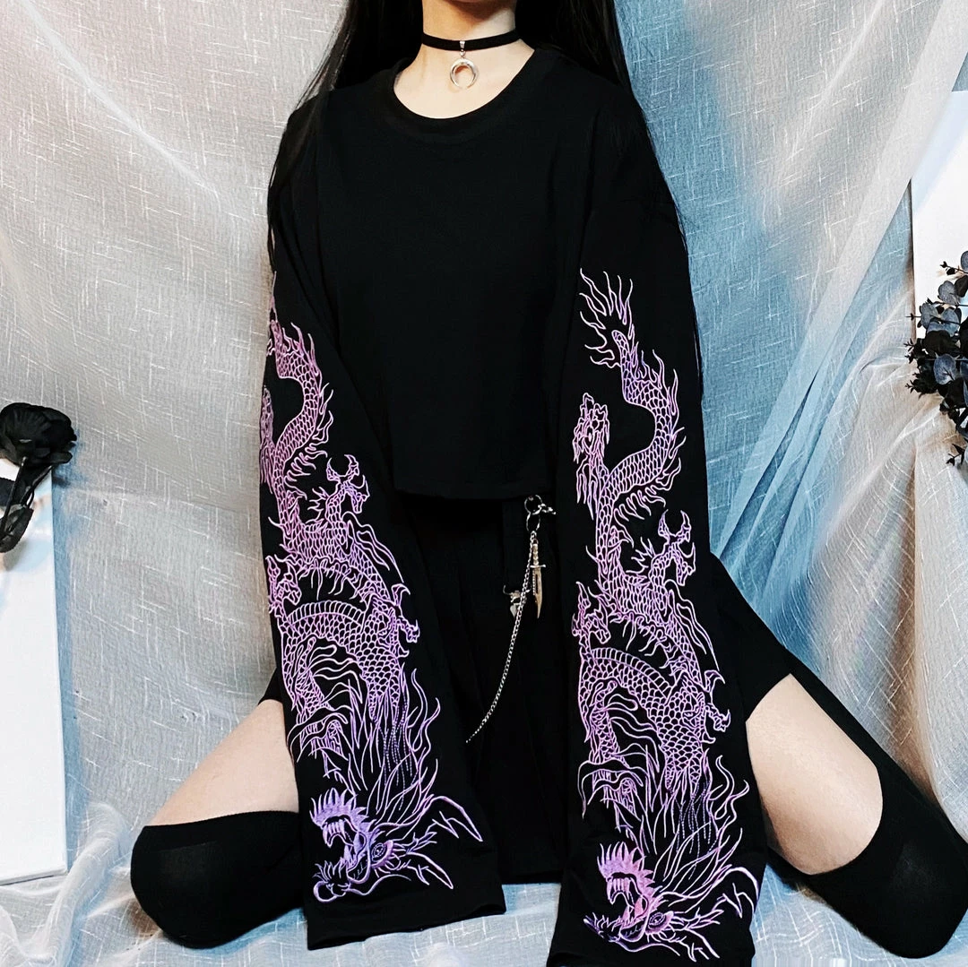 Unzzy HOT SALE Dark Wind Embroidered Dragon Style Short Sleeves KF82163 1 Unzzy HOT SALE Dark Wind Embroidered Dragon Style Short Sleeves KF82163