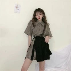 Unzzy Shirt + Black Skirt Two-piece KF90671
