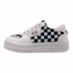 Unzzy Black And White Plaid Canvas Shoes KF81493
