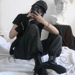 Unzzy HOT SALE Pocket Drawstring Jeans KF82495