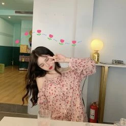 Unzzy HOT SALE Pink Chiffon Suspender Dress KF2357