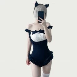 Unzzy HOT SALE Black And White One Piece Swimsuit KF82659