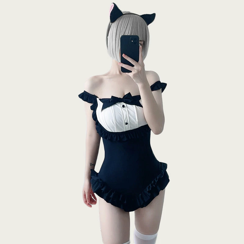 Unzzy HOT SALE Black And White One Piece Swimsuit KF82659 2 Unzzy HOT SALE Black And White One Piece Swimsuit KF82659