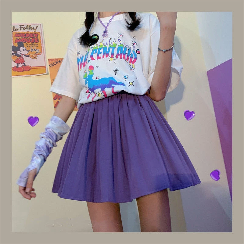 Unzzy HOT SALE Purple High Waist Pleated Skirt KF90338 1 Unzzy HOT SALE Purple High Waist Pleated Skirt KF90338