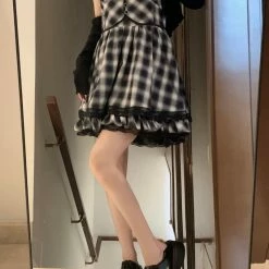 Unzzy Vintage Plaid Slip Dress KF82784 10 Unzzy Vintage Plaid Slip Dress KF82784