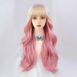 Unzzy HOT SALE Lolita Gold Powder Long Curly Hair Wig KF82428
