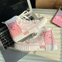 Unzzy High-top Pink White Shoes KF82291 HOT SALE