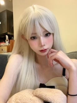 Unzzy White Long Straight Wig KF81780 HOT SALE