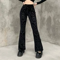 Unzzy Black Velvet Pants KF81819