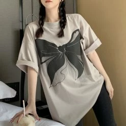 Unzzy HOT SALE Harajuku Bow Print Short Sleeves KF30290