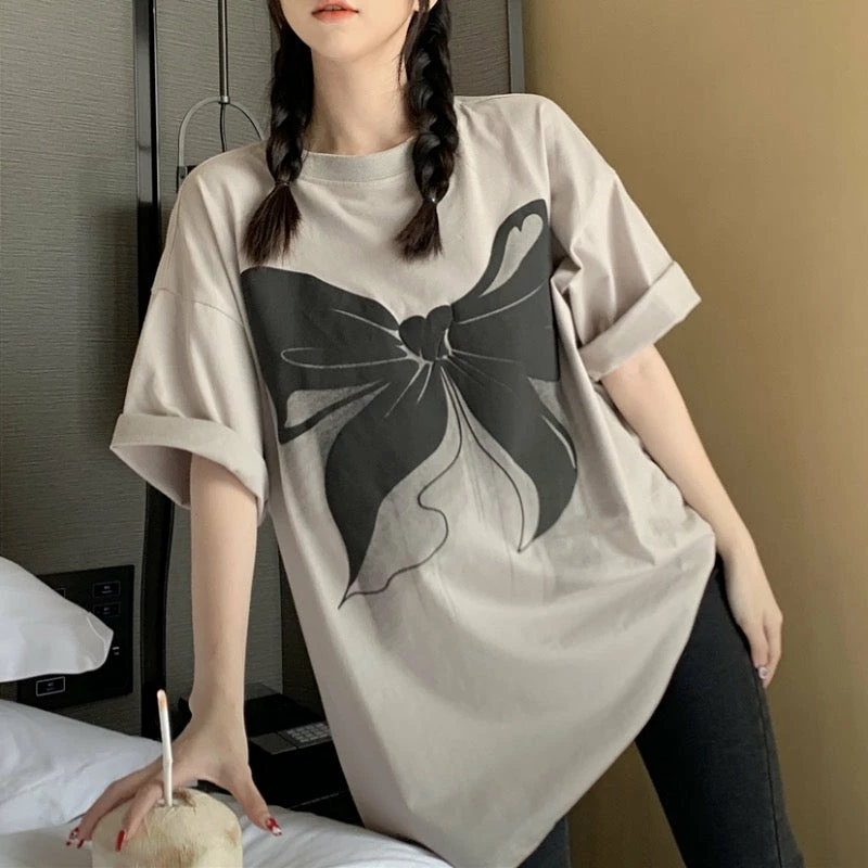 Unzzy HOT SALE Harajuku Bow Print Short Sleeves KF30290 1 Unzzy HOT SALE Harajuku Bow Print Short Sleeves KF30290