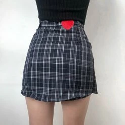 Unzzy Love Heart Plaid Skirt KF90359 9 Unzzy Love Heart Plaid Skirt KF90359