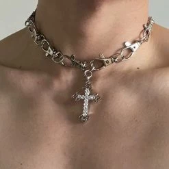 Unzzy Punk Cross Necklace KF82080