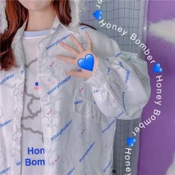 Unzzy Cartoon Blue White Shirt KF9178