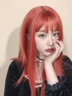 Unzzy HOT SALE Stylish Long Orange Straight Hair KF81065