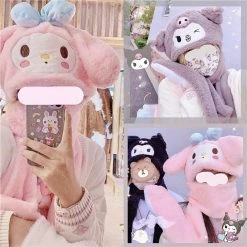Unzzy Cute Cartoon Scarf Gloves KF82559