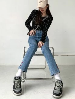 Unzzy Ulzzang Love Jeans KF82047 HOT SALE