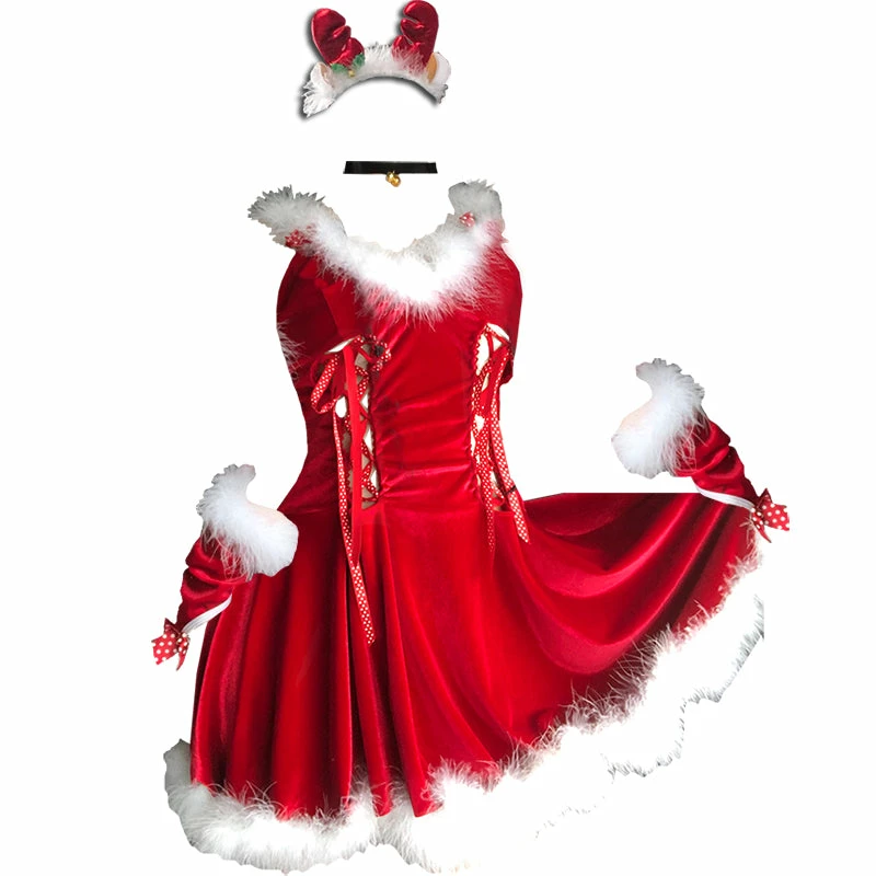 Unzzy Red Tie Christmas Dress (4-PIECE SET)KF82463 3 Unzzy Red Tie Christmas Dress (4-PIECE SET)KF82463