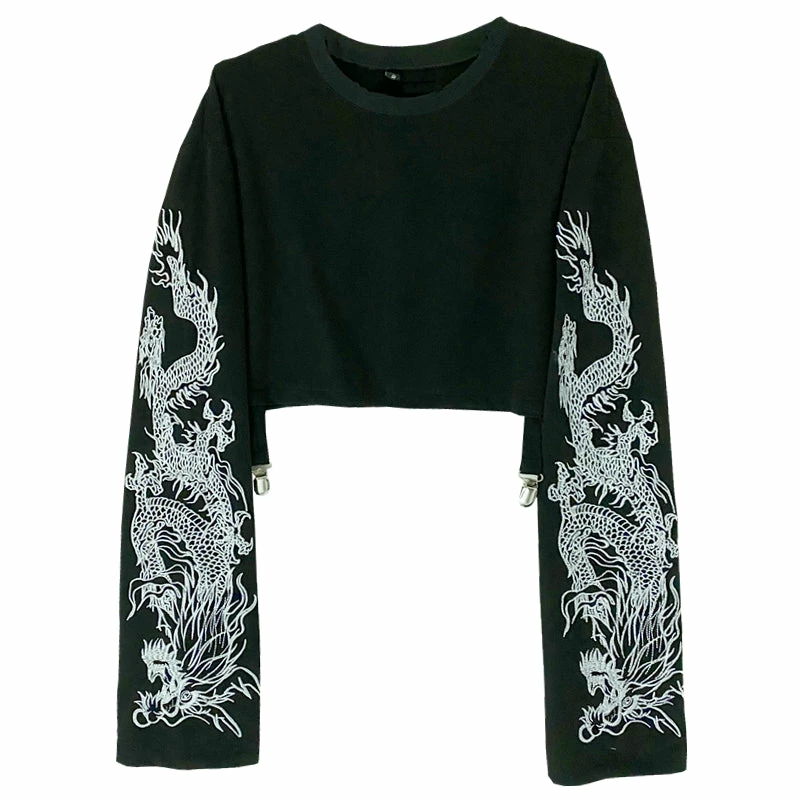 Unzzy HOT SALE Dark Wind Embroidered Dragon Style Short Sleeves KF82163 8 Unzzy HOT SALE Dark Wind Embroidered Dragon Style Short Sleeves KF82163