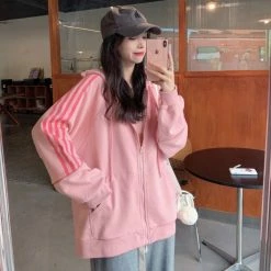 Unzzy HOT SALE Pink Hooded Sweatshirt KF30376