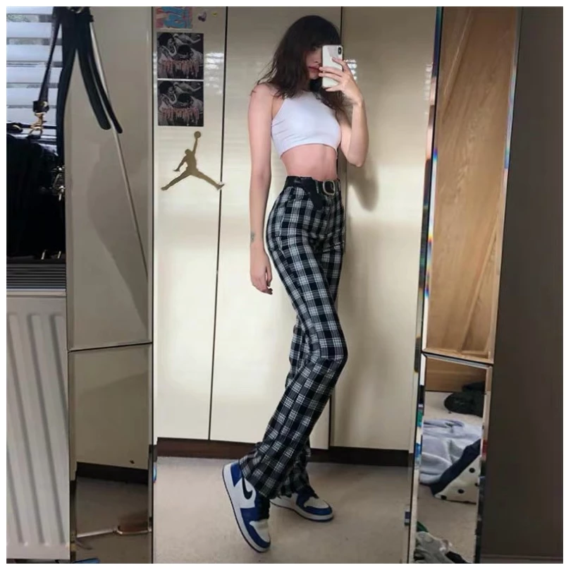 Unzzy Ulzzang Plaid Pants KF90581 HOT SALE 1 Unzzy Ulzzang Plaid Pants KF90581 HOT SALE