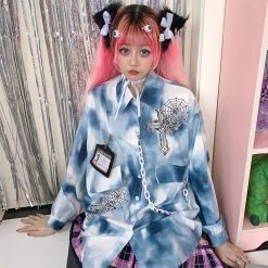 Unzzy Harajuku Spider Web Punk Long Sleeve KF82337