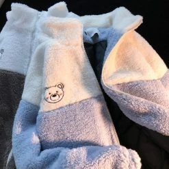 Unzzy Cute Bear Ear Lamb Wool Coat KF82424 HOT SALE