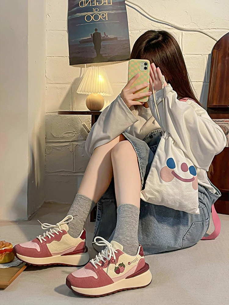 Unzzy HOT SALE Ulzzang Strawberry Sneakers KF82631 3 Unzzy HOT SALE Ulzzang Strawberry Sneakers KF82631