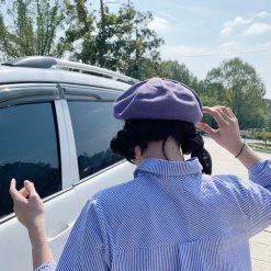 Unzzy Purple Beret Hat KF9336 HOT SALE
