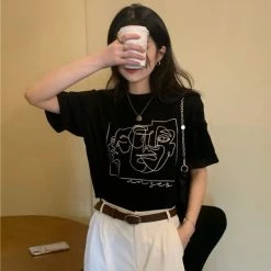 Unzzy Black Graffiti Design Short Sleeves KF90019