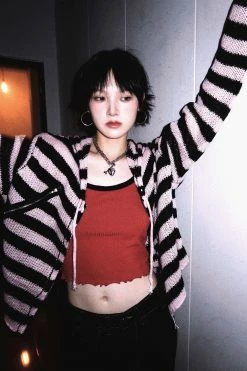 Unzzy Ulzzang Striped Cardigan KF82602 HOT SALE